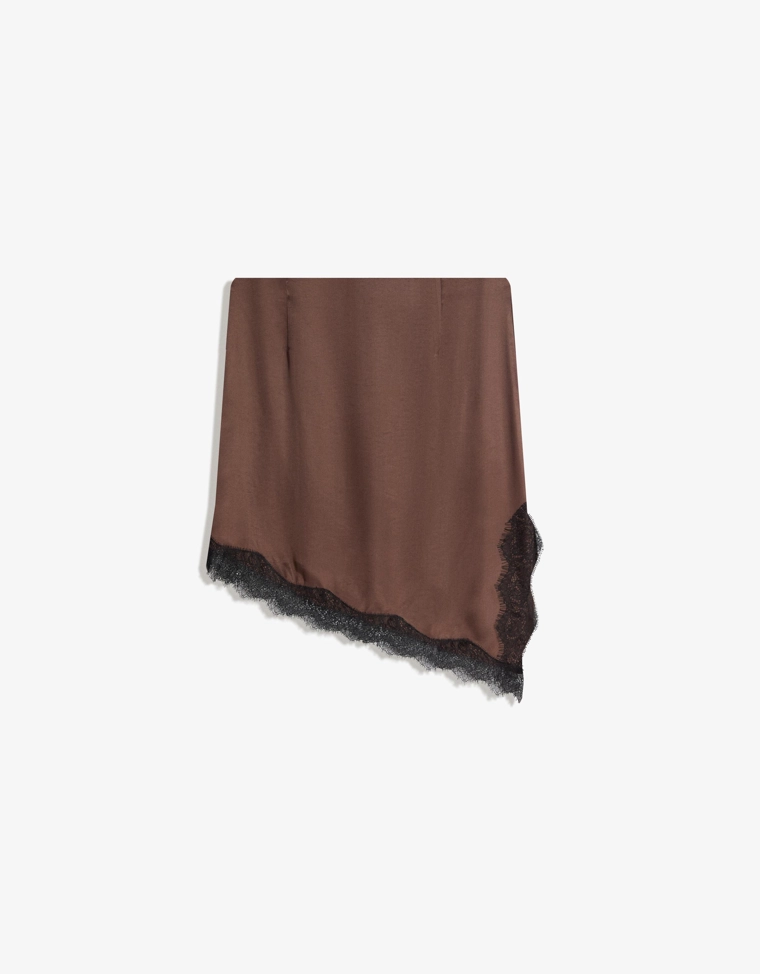 Мини-юбка из сатина с кружевом