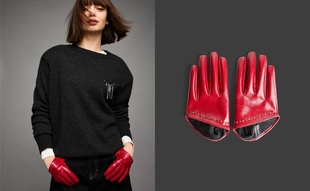 Короткие перчатки из искусственной кожи с заклепками- Заказать в России