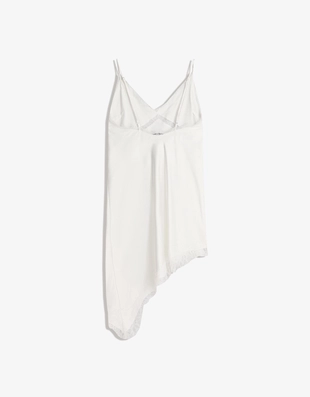 Асимметричное атласное платье на бретелях с кружевом- Заказать в России