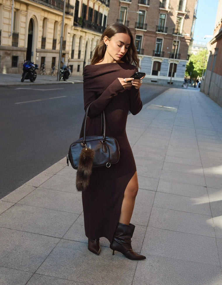 Платье миди асимметричного кроя с драпировкой