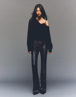 Расклешенные брюки с пайетками- Заказать в России