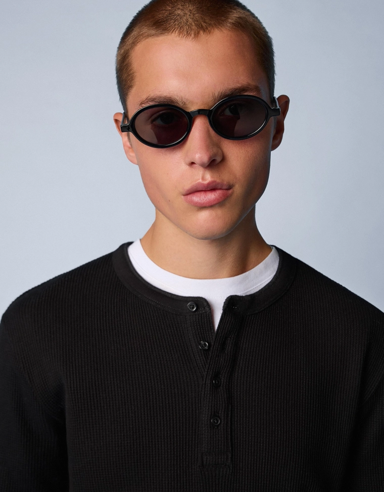 Футболка хенли облегающего кроя с длинными рукавами