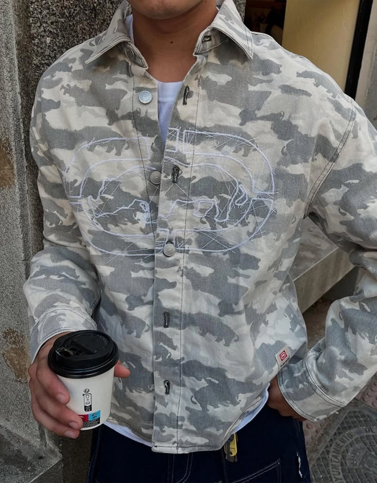 Ecko unltd рубашка из денима с принтом в стиле оверсайз