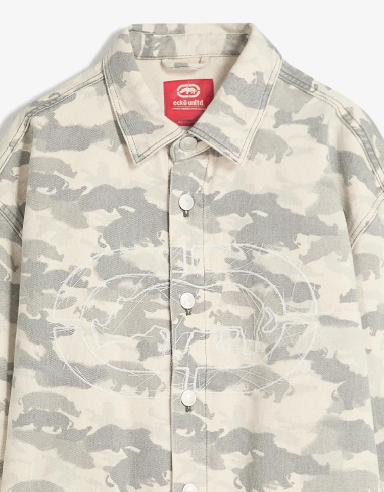 Ecko unltd рубашка из денима с принтом в стиле оверсайз