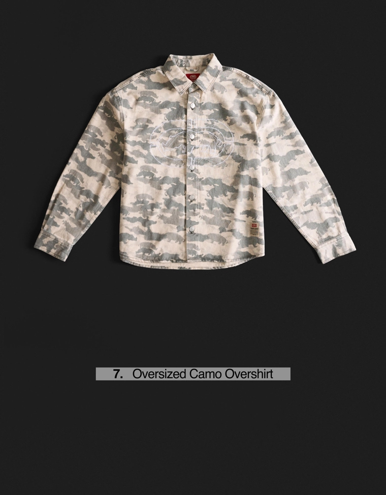 Ecko unltd рубашка из денима с принтом в стиле оверсайз