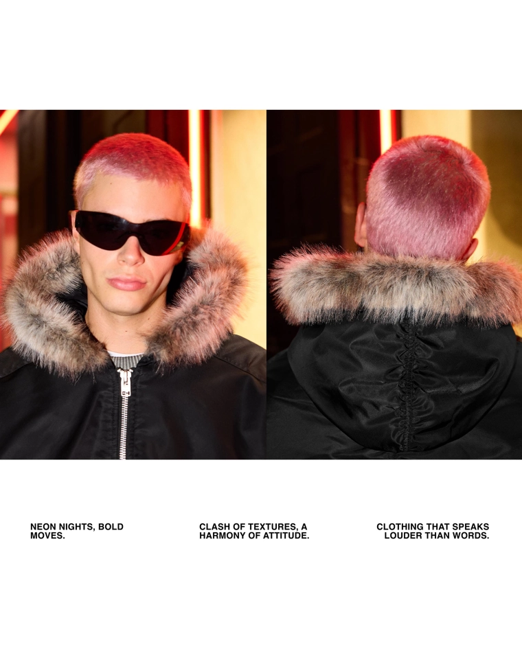 Техническая куртка с воротником из искусственного меха