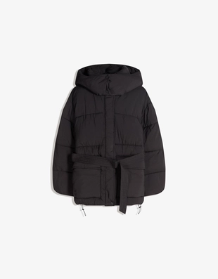 Утепленное пальто 3/4 с поясом- Заказать в России