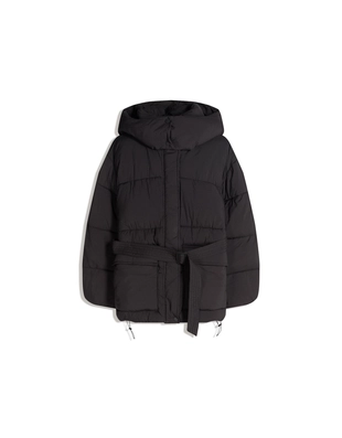 Утепленное пальто 3/4 с поясом- Заказать в России