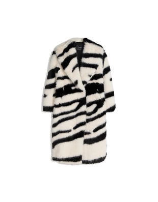 Пальто из искусственного меха с анималистическим принтом- Заказать в России