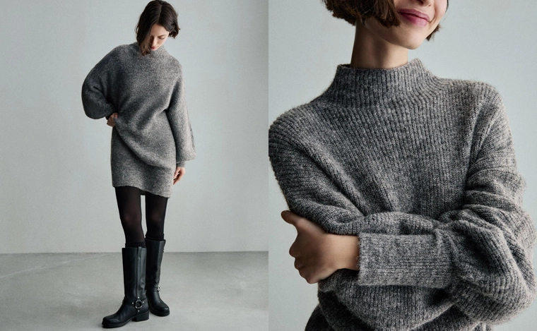 Мини-платье с объемными рукавами