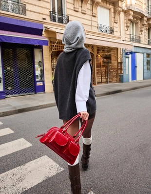 Трикотажный жилет оверсайз с узором “косы”- Заказать в России