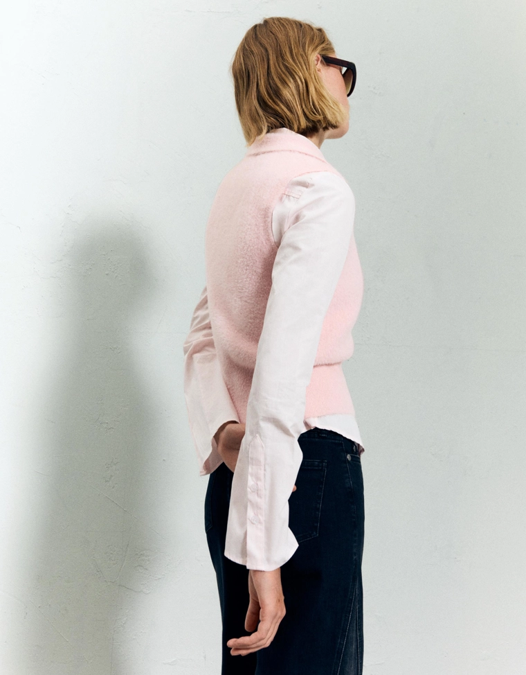 Жилет с воротником поло из искусственного меха