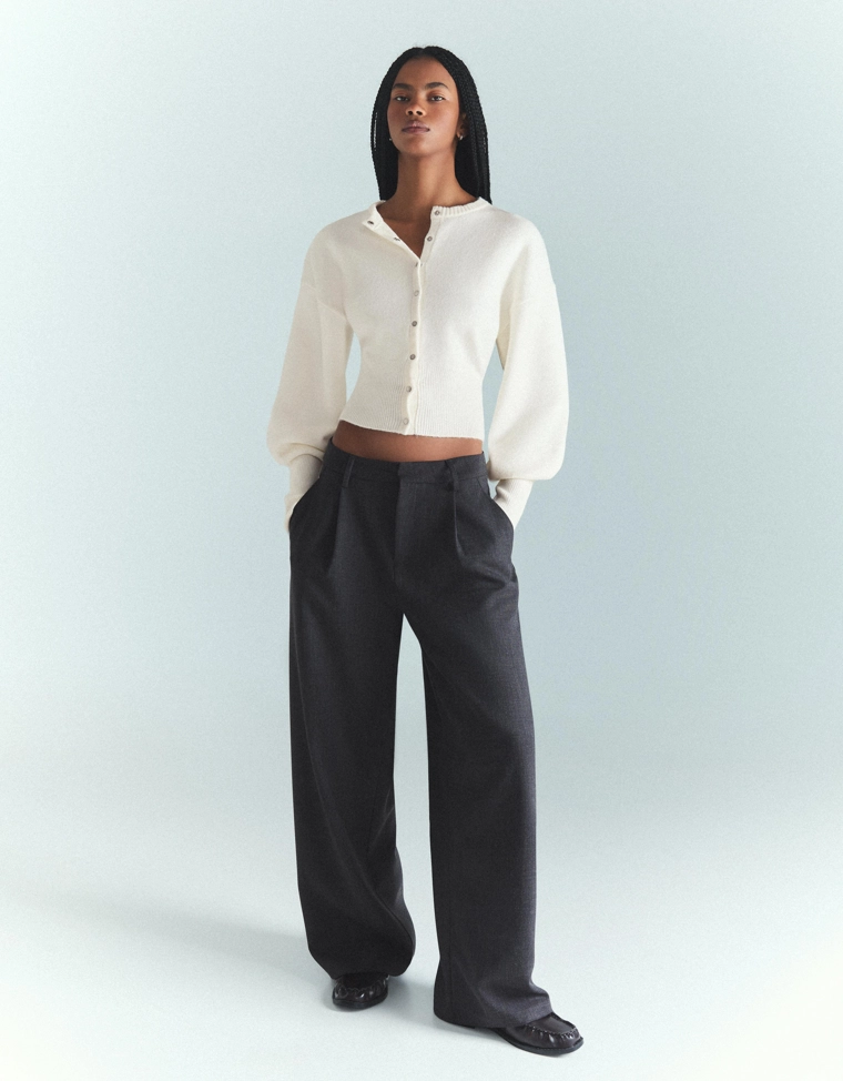 Приталенный кардиган в рубчик