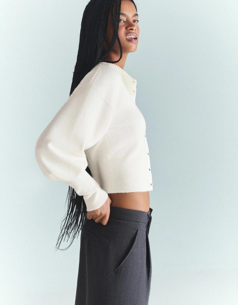 Приталенный кардиган в рубчик