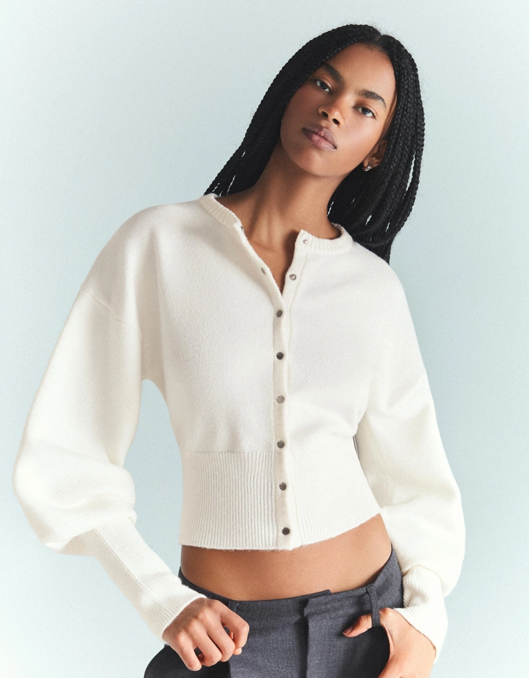 Приталенный кардиган в рубчик