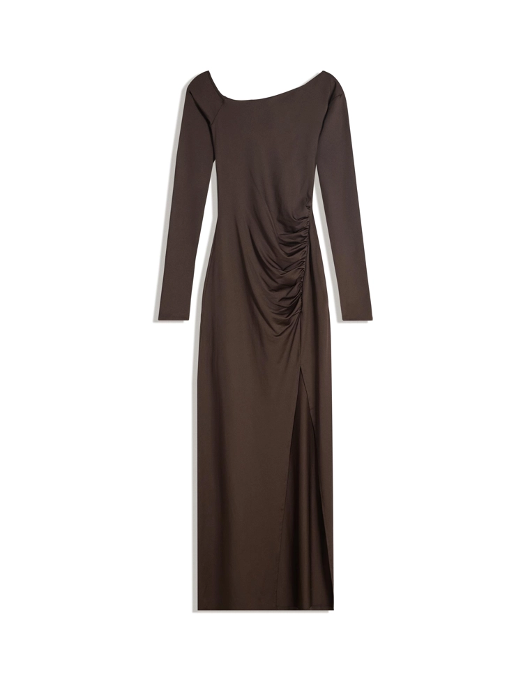 Платье миди асимметричного кроя с длинными рукавами