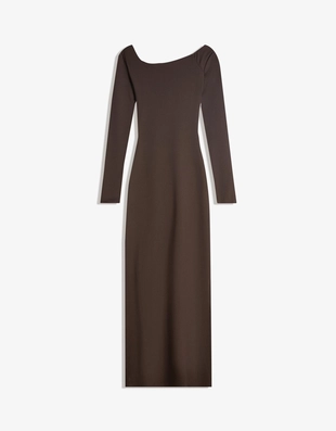 Платье миди асимметричного кроя с длинными рукавами- Заказать в России