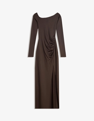 Платье миди асимметричного кроя с длинными рукавами- Заказать в России