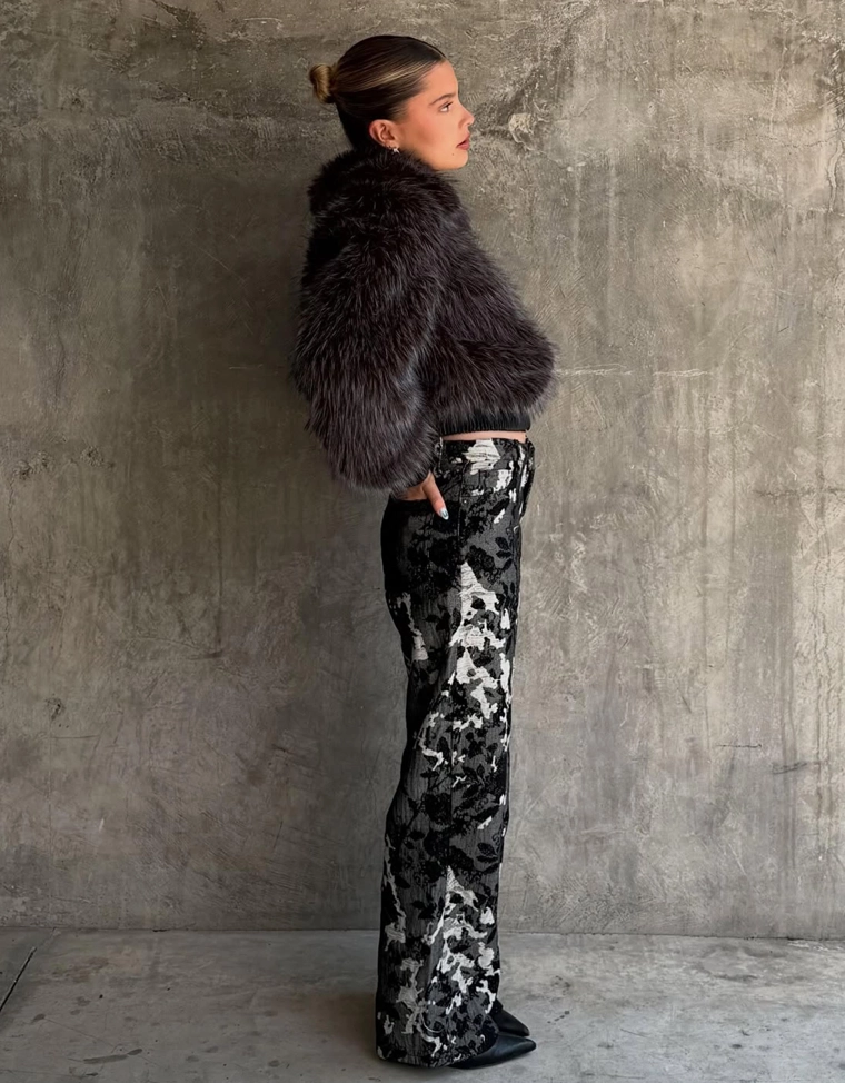 Жаккардовые джинсы свободного кроя с принтом