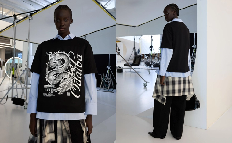 Футболка с коротким рукавом и драконом в цифровом фильтре