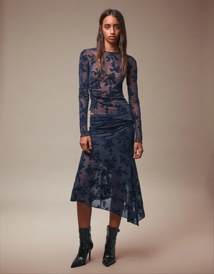 Юбка-миди с принтом- Заказать в России