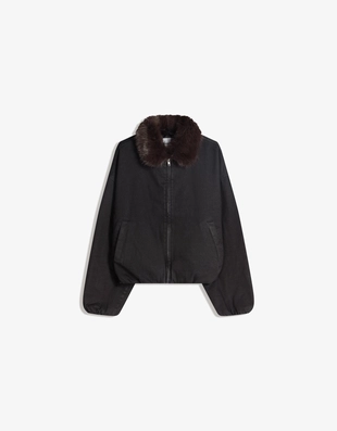 Джинсовая куртка с воротником из искусственного меха- Заказать в России