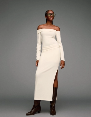 Мягкая трикотажная юбка миди- Заказать в России