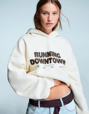 Худи оверсайз с капюшоном и принтом- Заказать в России