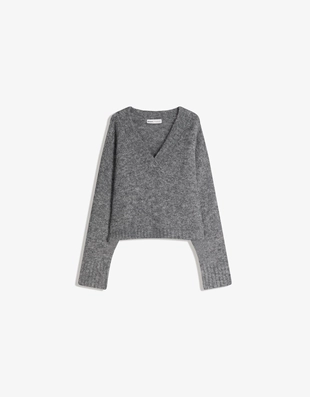 Свитер свободного кроя с V-образным вырезом- Заказать в России