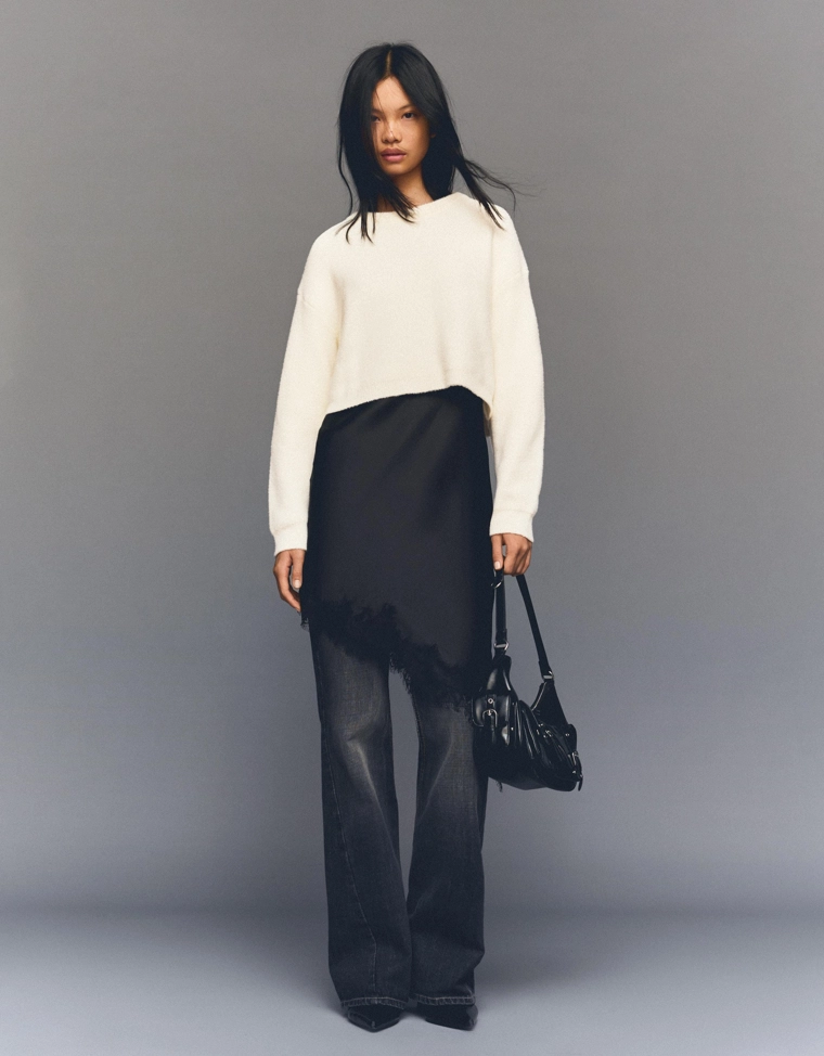 Укороченный свитер из искусственного меха