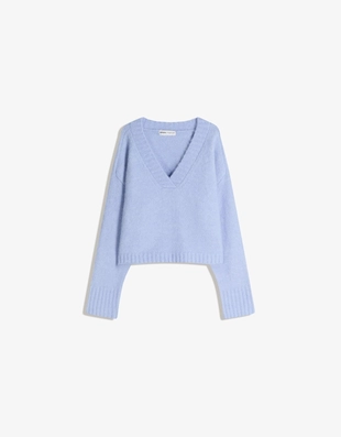 Свитер свободного кроя с V-образным вырезом- Заказать в России