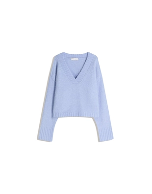 Свитер свободного кроя с V-образным вырезом- Заказать в России