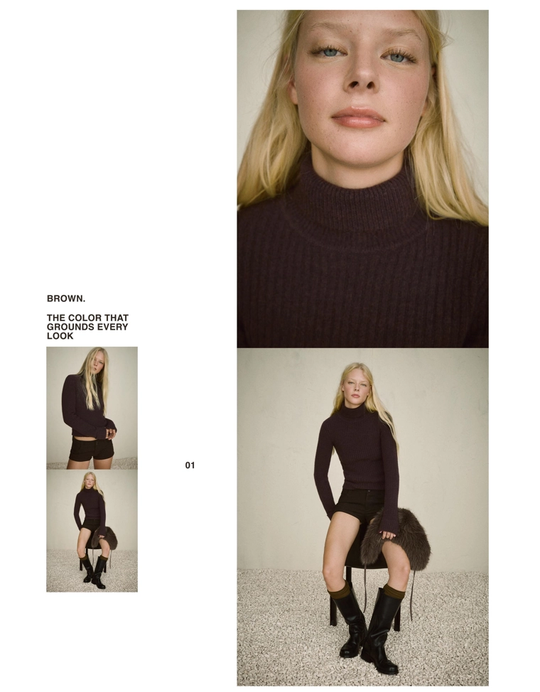 Свитер с высоким воротником в рубчик