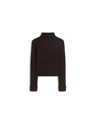 Свитер с высоким воротником в рубчик- Заказать в России