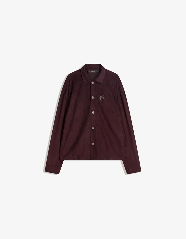 Рубашка-куртка boxy с вышивкой под искусственную замшу