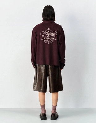 Рубашка-куртка BOXY с вышивкой под искусственную замшу- Заказать в России