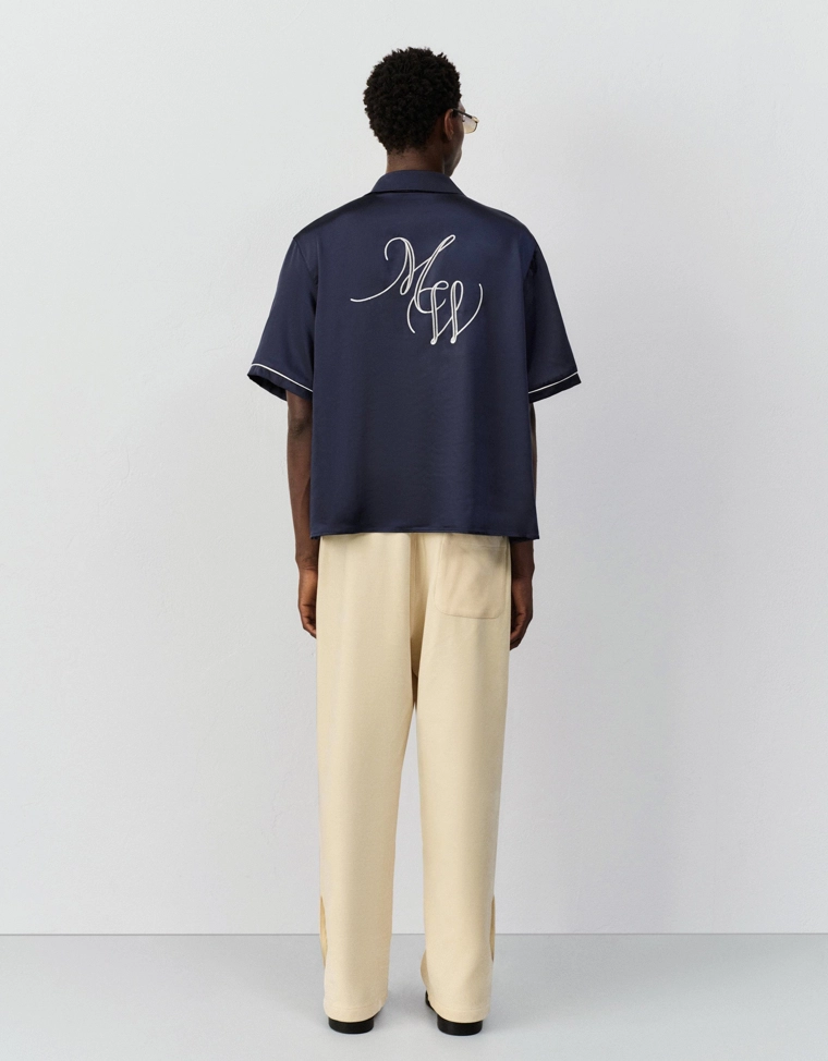 Укороченная рубашка из сатина с короткими рукавами