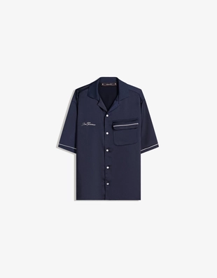 Укороченная рубашка из сатина с короткими рукавами- Заказать в России