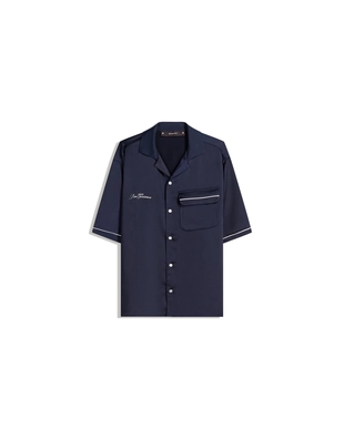 Укороченная рубашка из сатина с короткими рукавами- Заказать в России