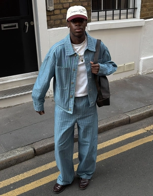 Джинсовая куртка в полоску- Заказать в России