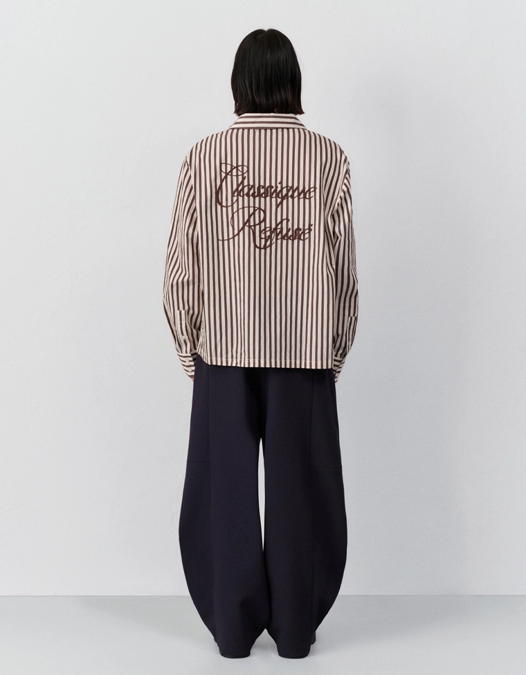 Рубашка геометрического кроя с вышивкой и принтом