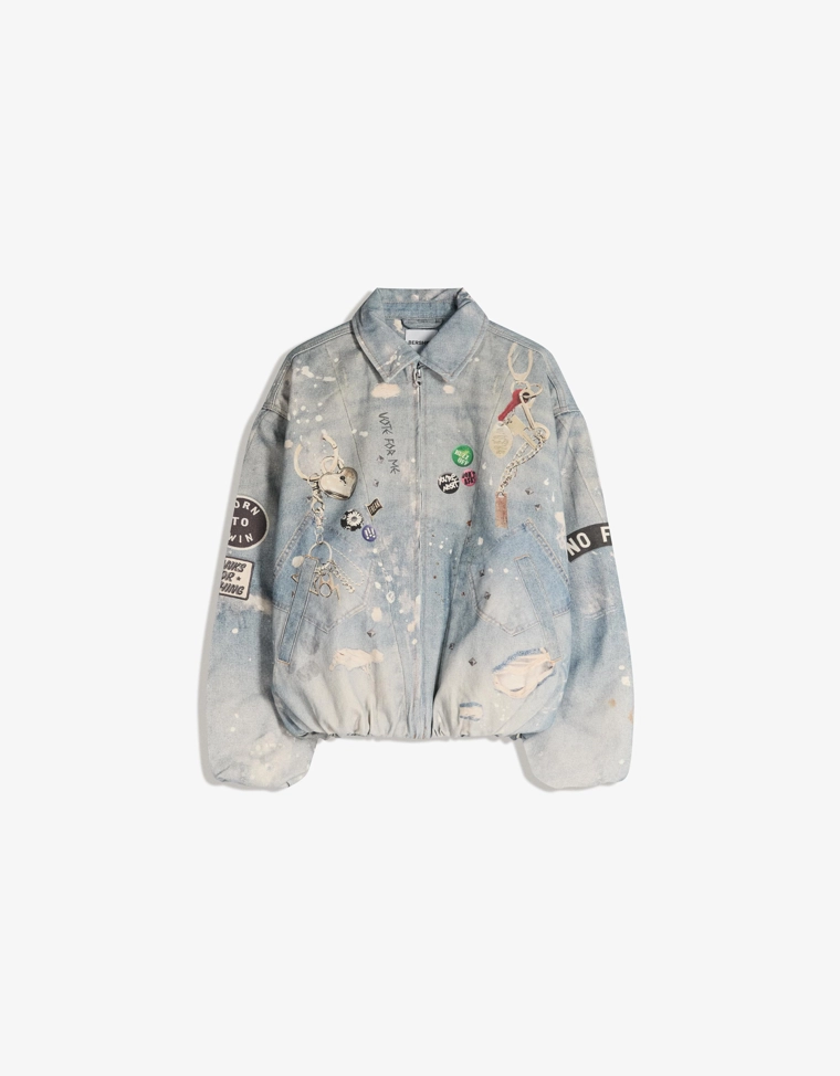 Джинсовая куртка с принтом