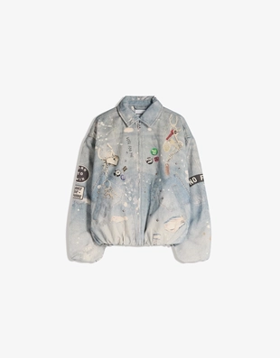 Джинсовая куртка с принтом- Заказать в России