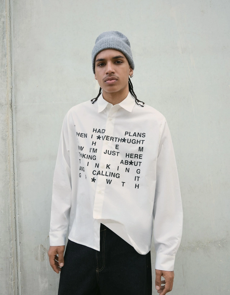 Рубашка объемного кроя с принтом