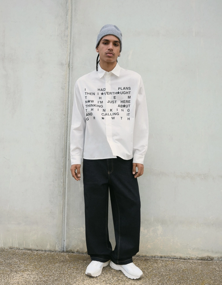 Рубашка объемного кроя с принтом