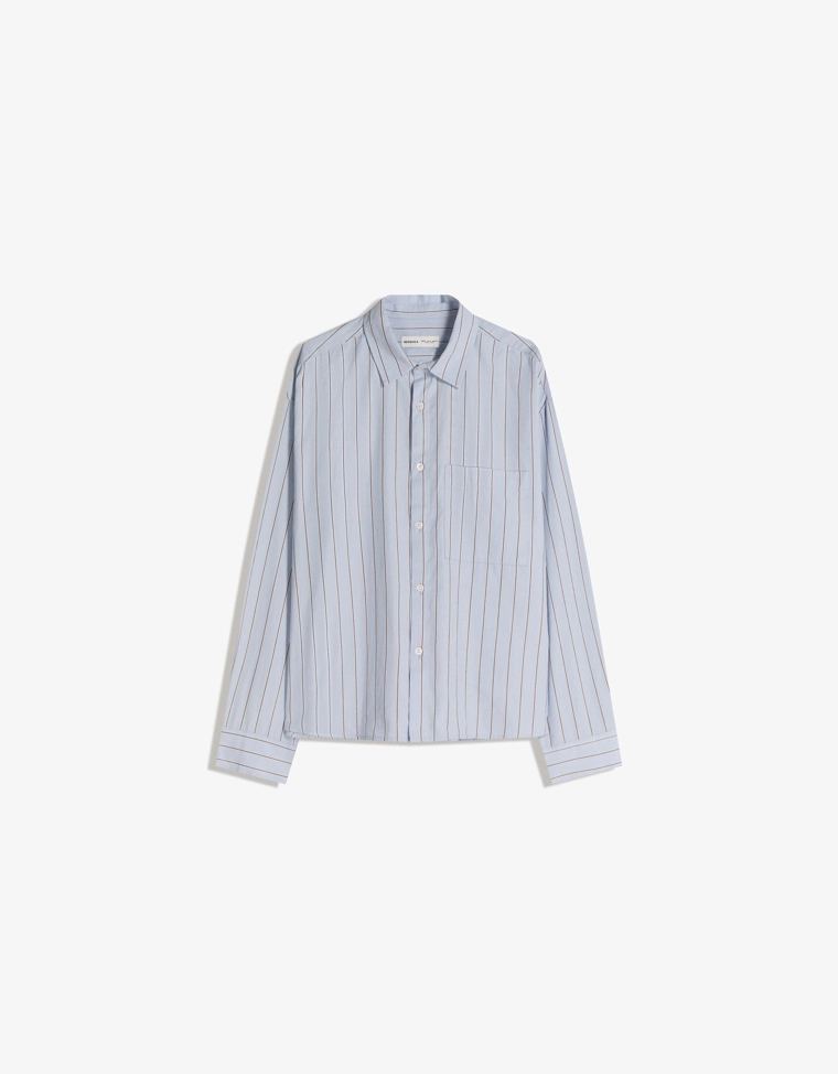 Рубашка в полоску с принтом