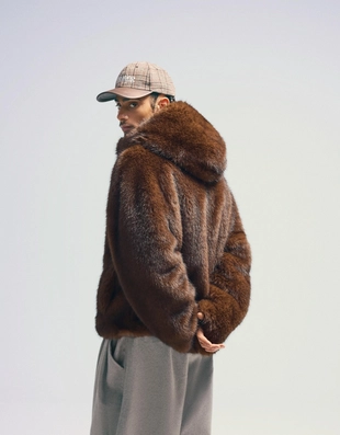 Куртка из искусственного меха с капюшоном- Заказать в России