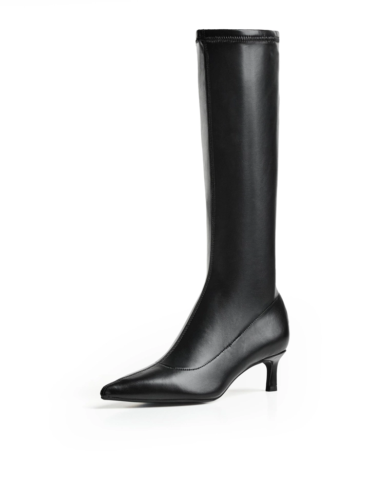 Сапоги-чулки на тонком среднем каблуке