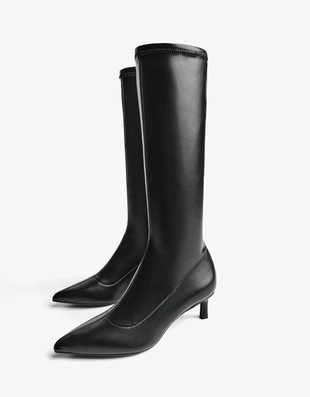 Сапоги-чулки на тонком среднем каблуке- Заказать в России