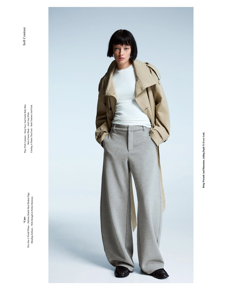 Брюки объемного кроя, зауженные книзу